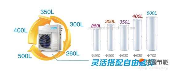 美的別墅型空氣能熱水器康泉RSJF-72/C-B水箱與機組自由搭配