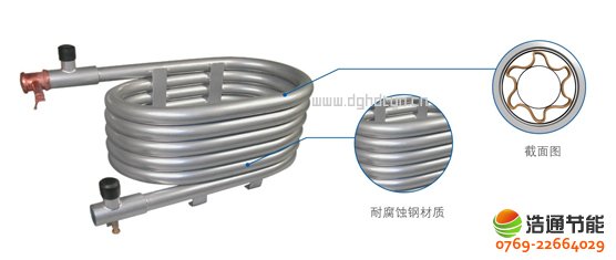 美的空氣能熱泵高溫直熱循環式RSJ-300/S-820-C同軸螺紋套管換熱器,換熱效率高,防腐防銹